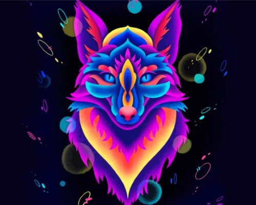 Colorful Neon Fox Paint By Numbers