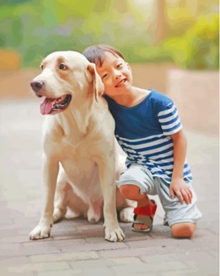 Cute Boy And Labrador Retriever Paint By Numbers