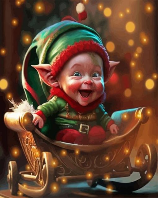 Happy Baby Christmas Elf Paint By Numbers