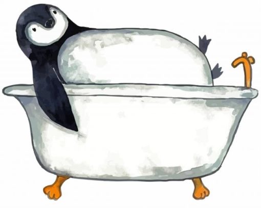 Penguin In Bathroom Paint By Numbers