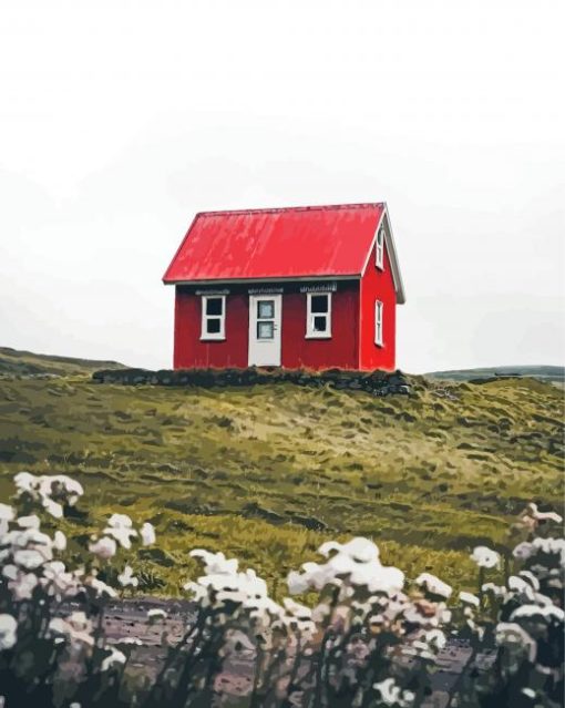 Red House In Landscape Paint By Numbers