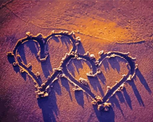 Sand Hearts On Beach Paint By Numbers