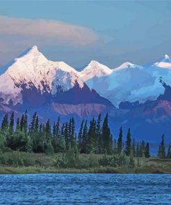 Snowy Denali Mountain At Sunset Paint By Numbers