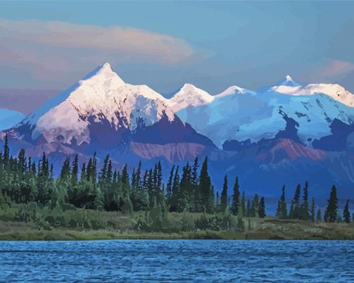 Snowy Denali Mountain At Sunset Paint By Numbers