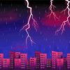 Thunder Storm Lightning Rainy City At Night Paint By Numbers