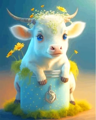 White Cow In A Mug Paint By Numbers