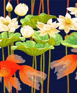 White Lotus And Fish Paint By Numbers