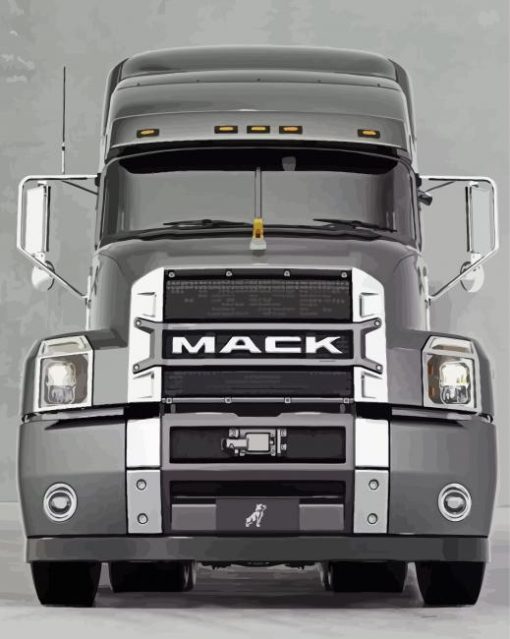 Black And White Mack Truck Paint By Numbers