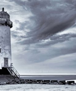 Black And White Talacre Lighthouse Paint By Numbers