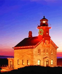 Block Island Lighthouse At Sunset Paint By Numbers