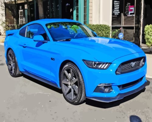 Blue Mustang Sport Car Paint By Numbers