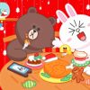 Brown And Cony Eating Paint By Numbers