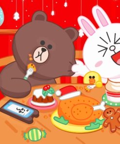 Brown And Cony Eating Paint By Numbers