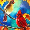 Cardinals Couple Abstract Paint By Numbers