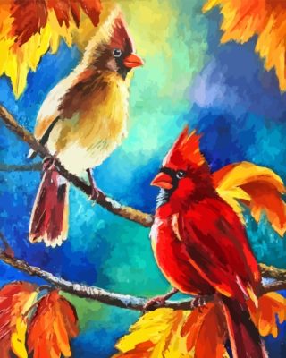 Cardinals Couple Abstract Paint By Numbers