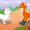 Cartoon White Cat And Fox Paint By Numbers