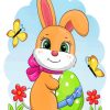 Cartoon Rabbit With Easter And Butterflies Paint By Numbers