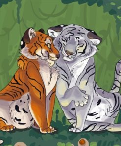 Cartoon Tigers In Love Paint By Numbers