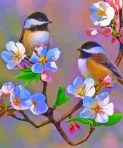 Cherry Blossom And Two Birds Paint By Numbers