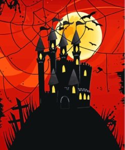 Creepy Halloween Castle Moonlight Paint By Numbers