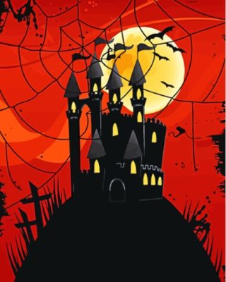 Creepy Halloween Castle Moonlight Paint By Numbers