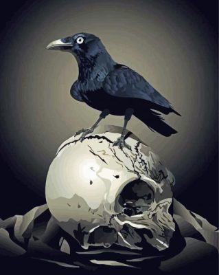 Crow And Skull Paint By Numbers