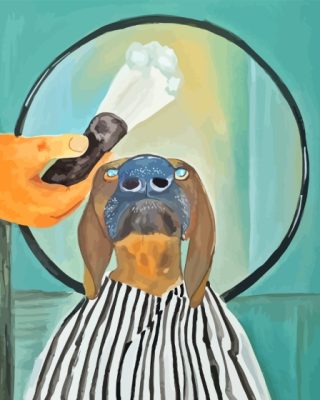 Dachshund Dog At The Barber Paint By Numbers