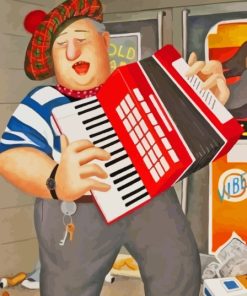 Fat Accordion Player Paint By Numbers