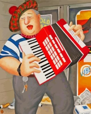 Fat Accordion Player Paint By Numbers