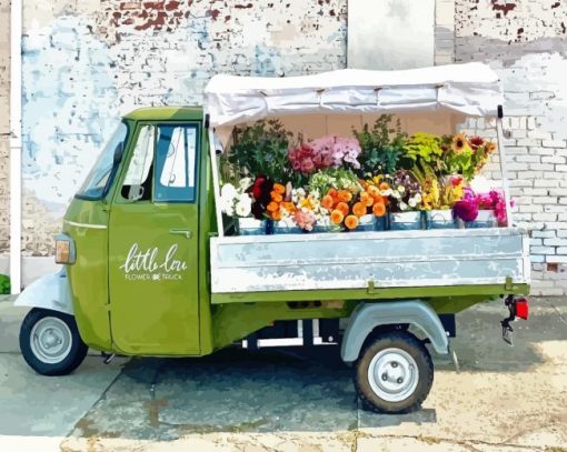 Flowers In Old Truck Paint By Numbers