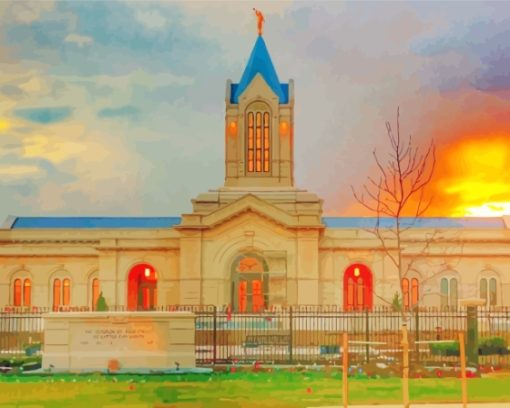 Fort Collins Colorado Temple Sunset Paint By Numbers