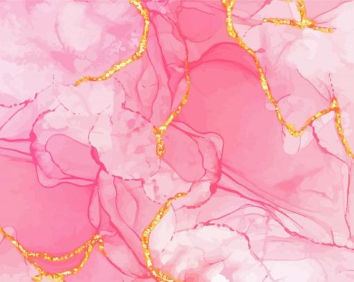 Golden Glitter And Pink Marble Paint By Numbers