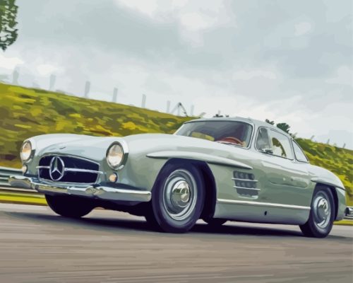 Grey Mercedes Sl 300 Classic Car Paint By Numbers