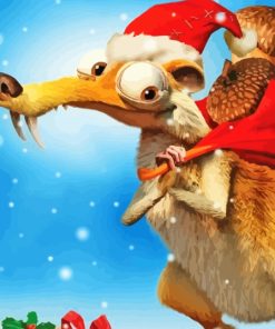 Ice Age Scrat Santa Paint By Numbers