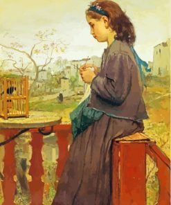 Jacob Maris Girl Knitting On A Balcony Paint By Numbers