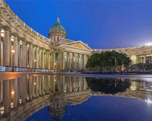 Kazan Cathedral Water Reflection Paint By Numbers