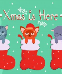 Merry Christmas Cats In Stockings Paint By Numbers