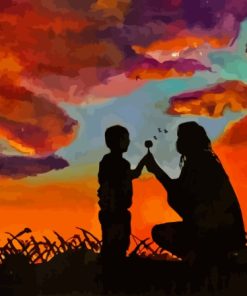 Mom And Son Silhouette Paint By Numbers