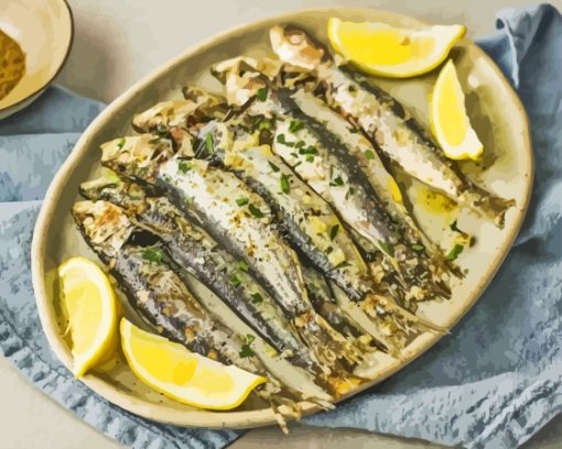 Moroccan Baked Sardines Fish Paint By Numbers