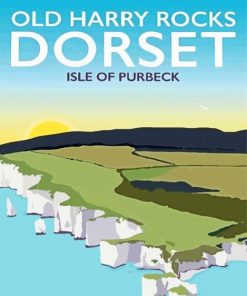 Old Harry Rocks Dorset Isle Of Purbeck Poster Paint By Numbers