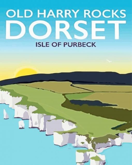 Old Harry Rocks Dorset Isle Of Purbeck Poster Paint By Numbers