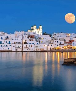 Paros Full Moon View Paint By Numbers