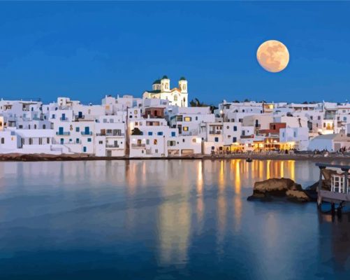 Paros Full Moon View Paint By Numbers