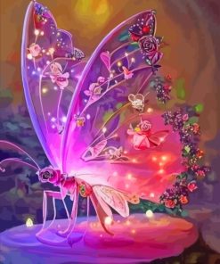 Pink Floral Fantasy Butterfly Paint By Numbers