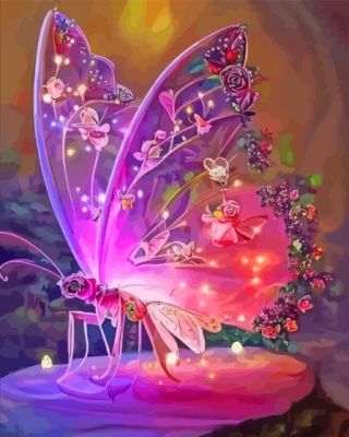 Pink Floral Fantasy Butterfly Paint By Numbers