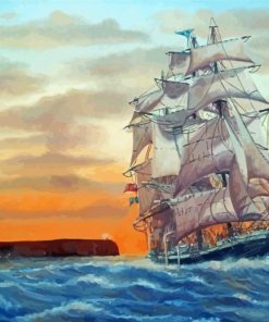 Square Rigger Ship In Sea Paint By Numbers