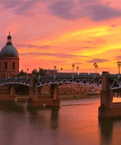 Sunset Pont Saint Pierre Toulouse Paint By Numbers