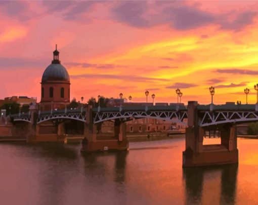 Sunset Pont Saint Pierre Toulouse Paint By Numbers