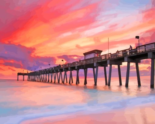 Venice Florida Pier Pink Sunset Paint By Numbers