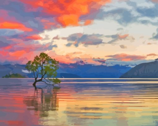 Wanaka Lake Tree Paint By Numbers